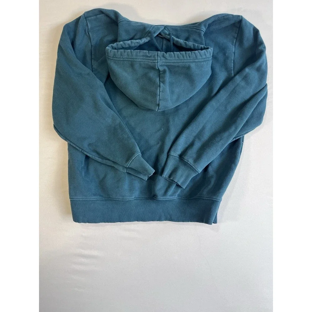 The North Face Men's XL Blue Solid Fleece Pullover Hoodie Logo Kangaroo Pocket